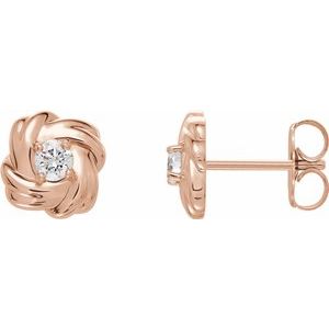 14K Rose 1/5 CTW Natural Diamond Knot Earrings