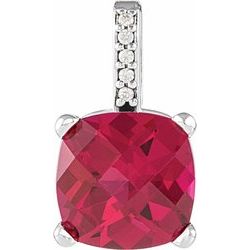 29554 / Unset / Sterling Silver / 4X4 Mm / Semi-Polished / 4 Prong Cushion Pendant Mounting With Accented Bail