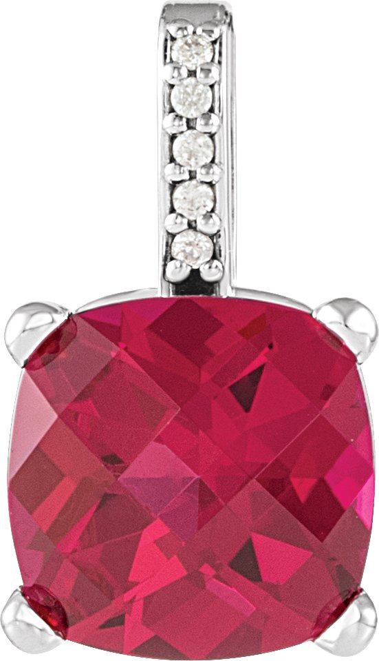 29554 / Unset / Sterling Silver / 4X4 Mm / Semi-Polished / 4 Prong Cushion Pendant Mounting With Accented Bail