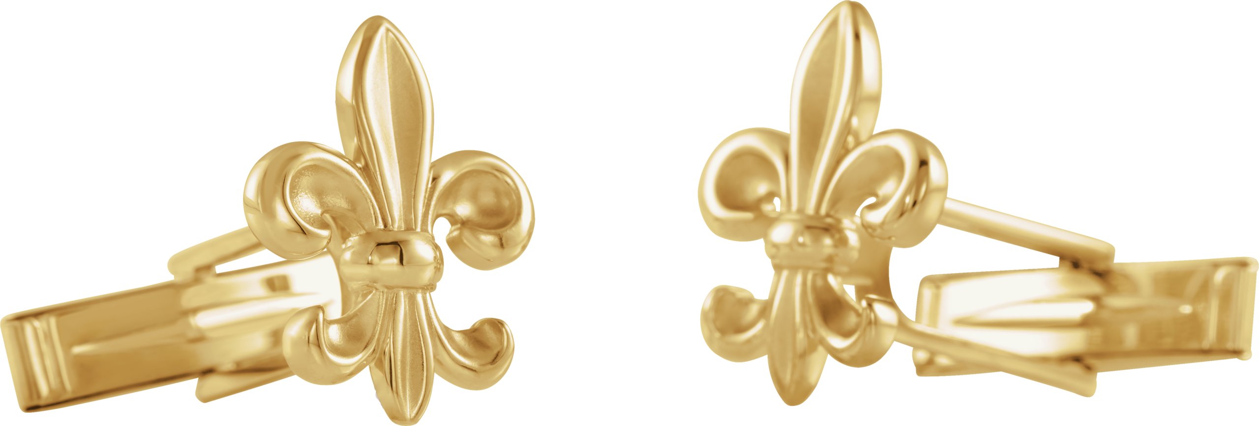 14K White Fleur-de-Lis Cuff Links 