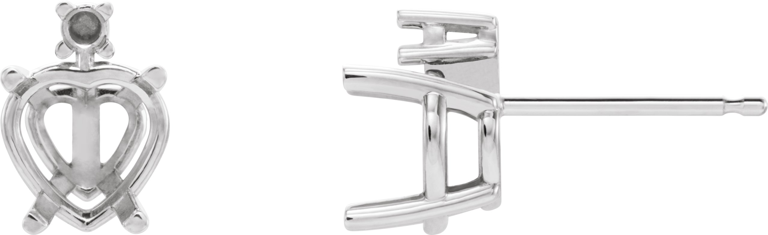 Heart 4-Prong Accented Stud Earrings