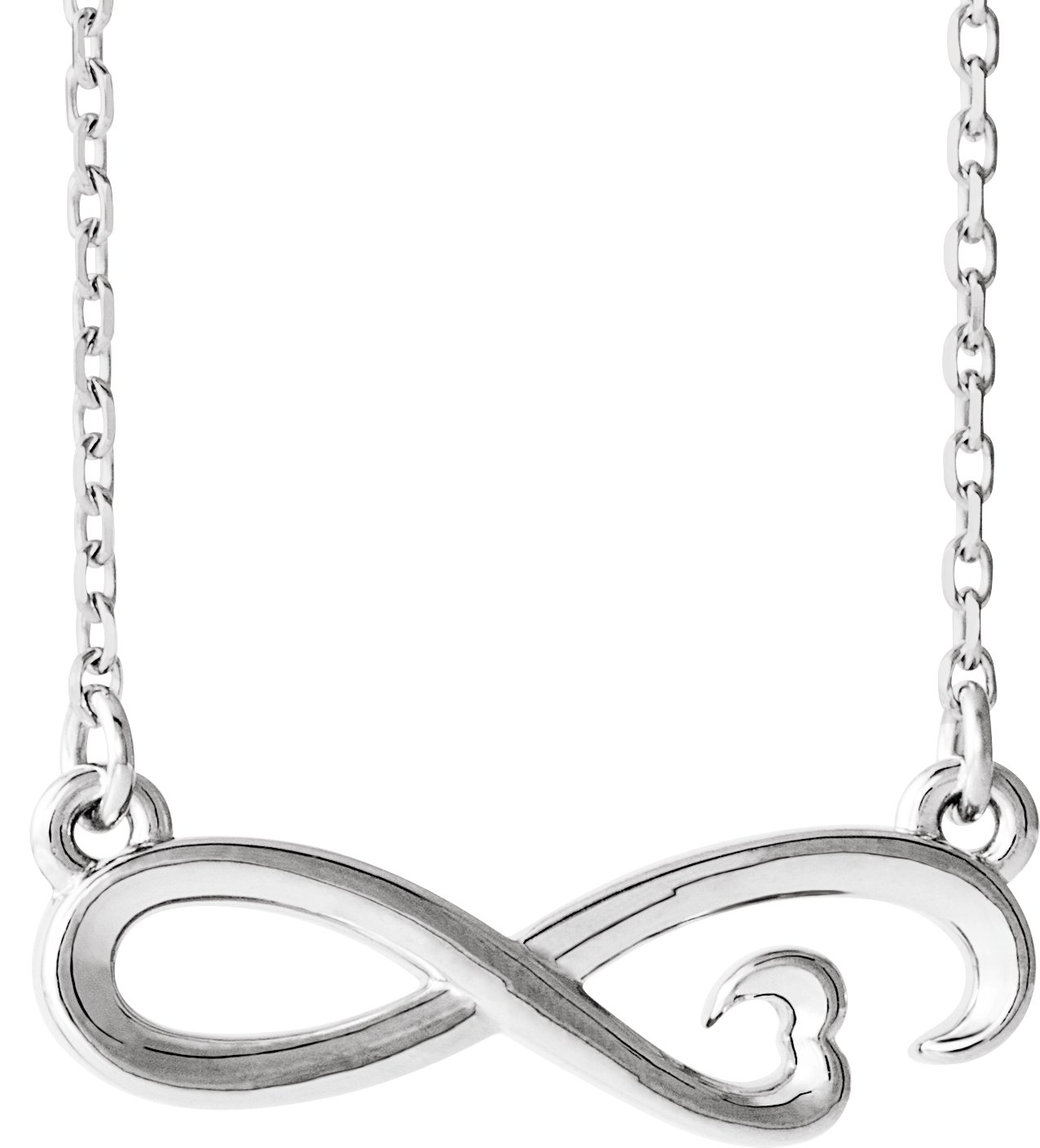 14K White Infinity-Inspired Heart 16-18 Necklace