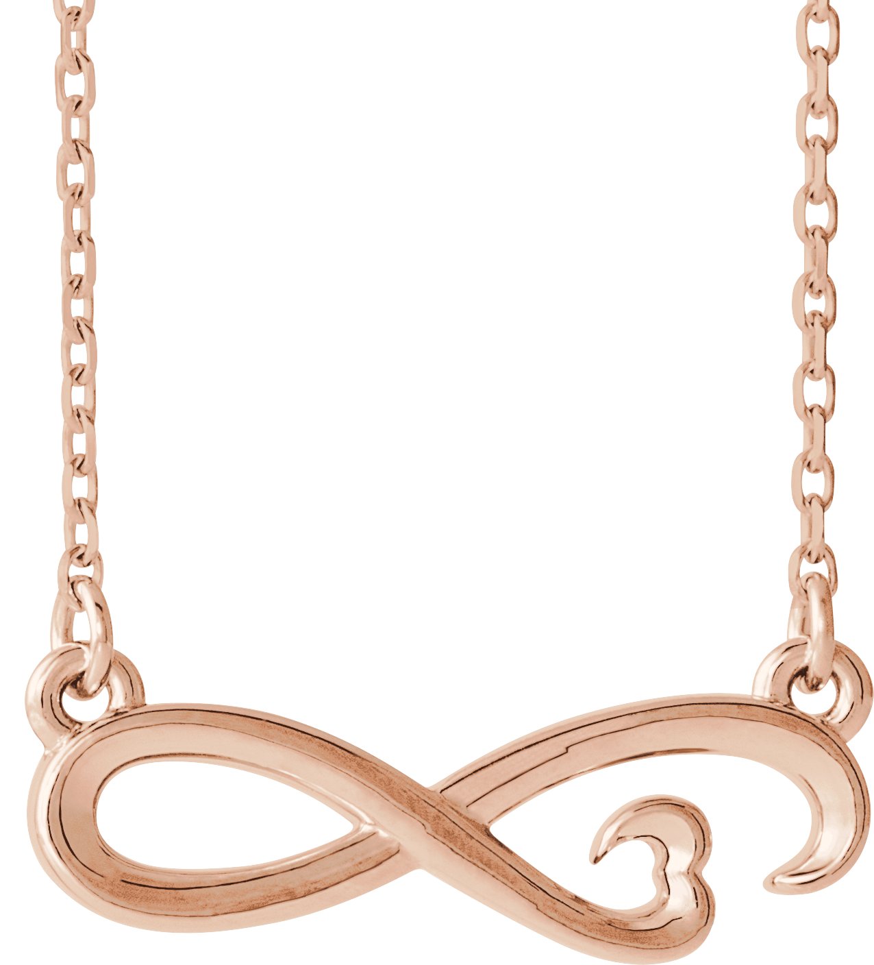 14K Rose Infinity-Inspired Heart 16-18" Necklace