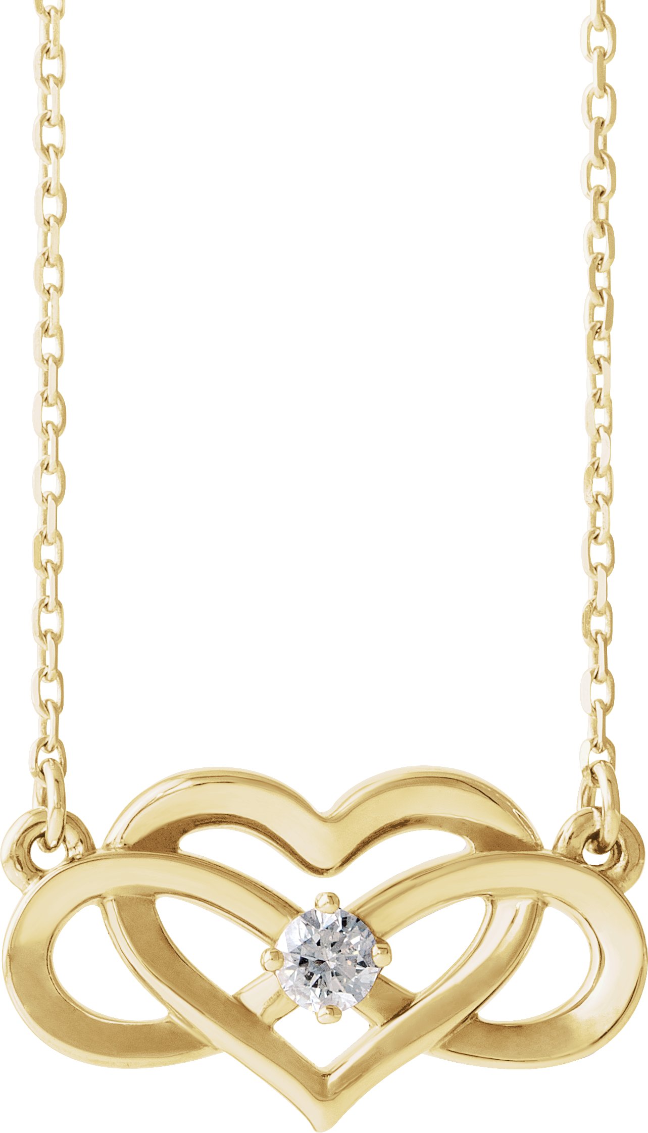 14K Yellow 1/10 CTW Natural Diamond Infinity-Inspired Heart 16-18" Necklace