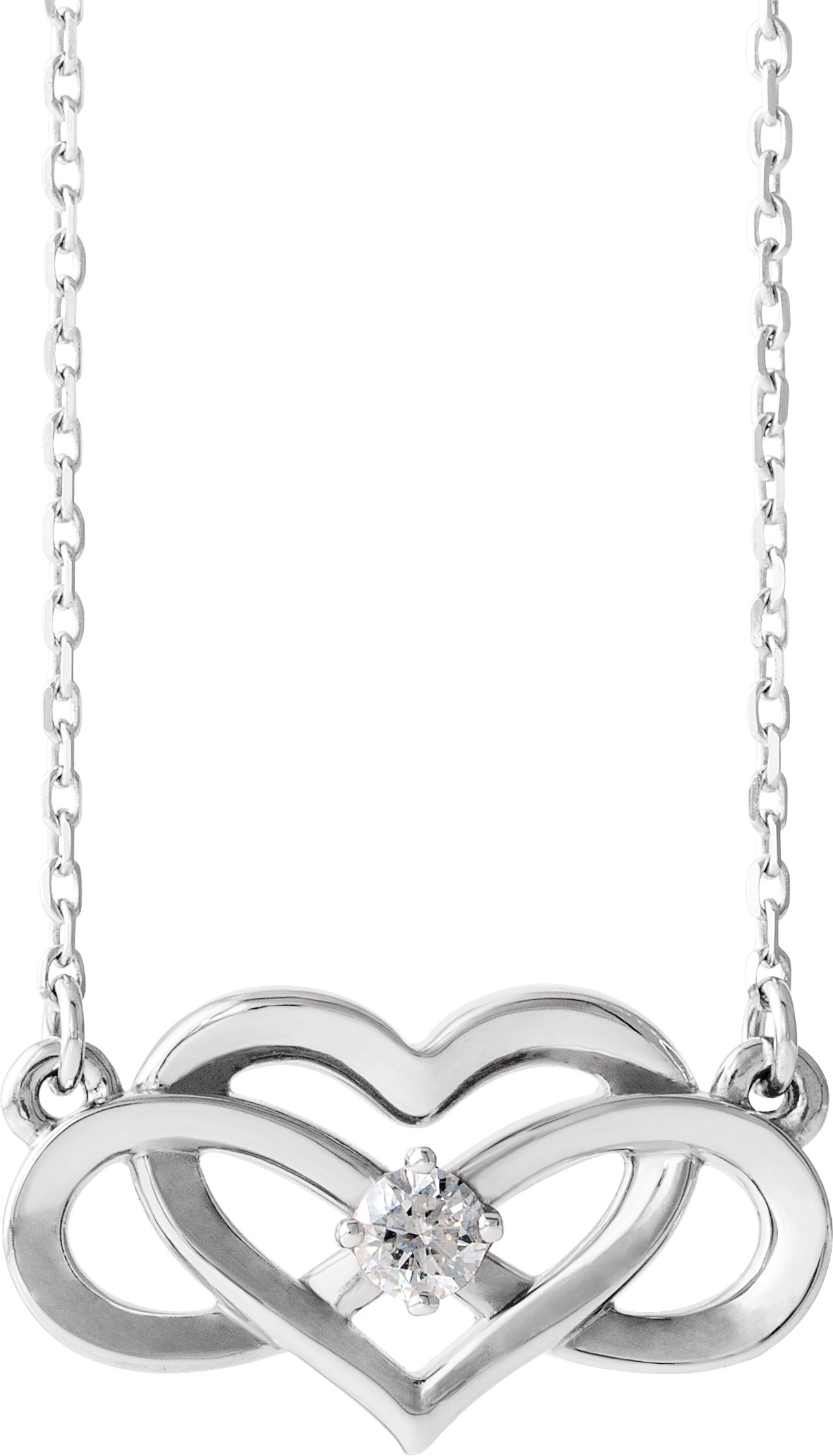 Sterling Silver 1/10 CTW Natural Diamond Infinity-Inspired Heart 16-18 Necklace
