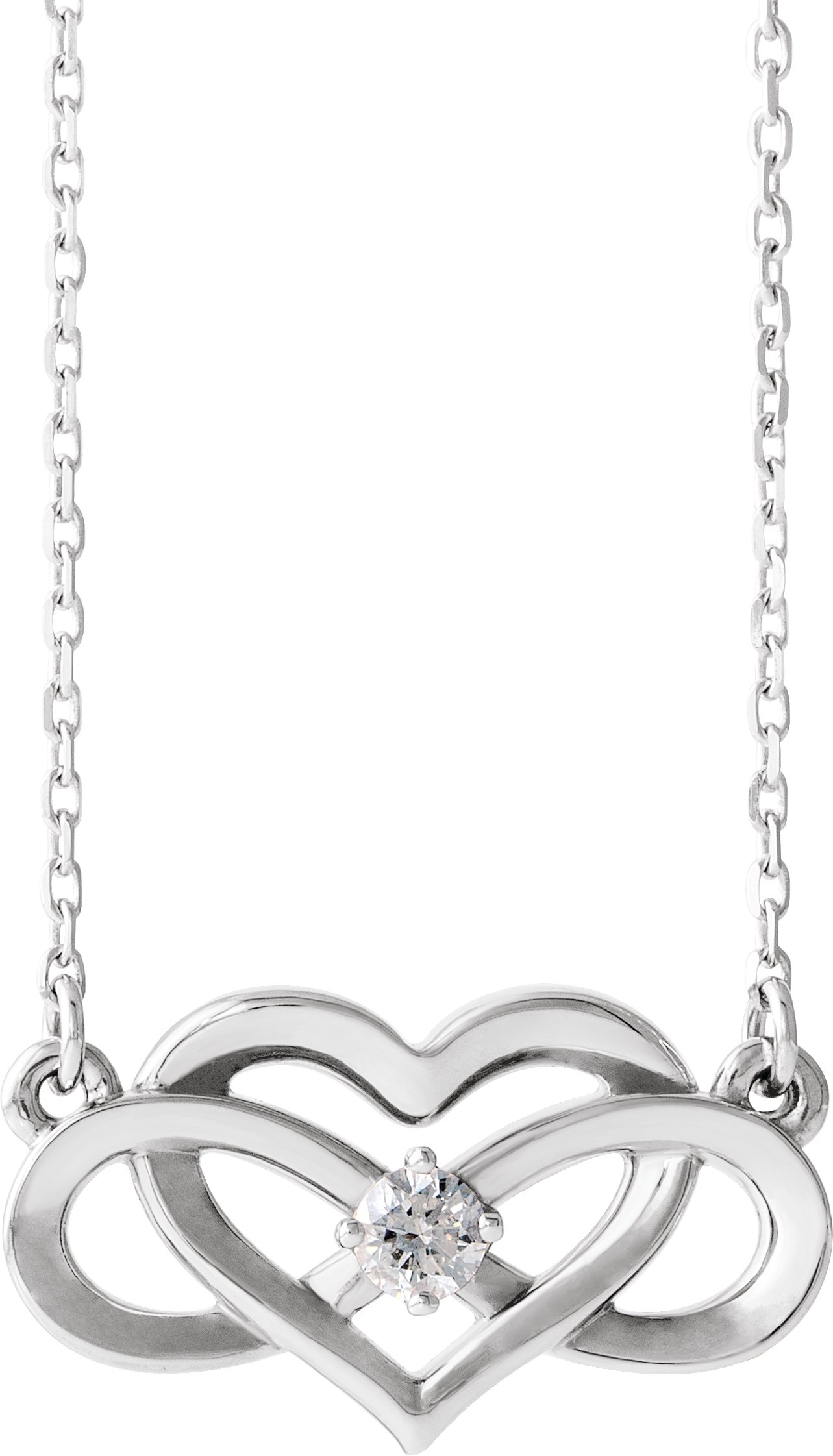 14K White 1/10 CTW Diamond Infinity-Inspired Heart 16-18 Necklace