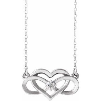 Sterling Silver .10 CTW Diamond Infinity Inspired Heart 16 18 inch Necklace Ref. 13201861