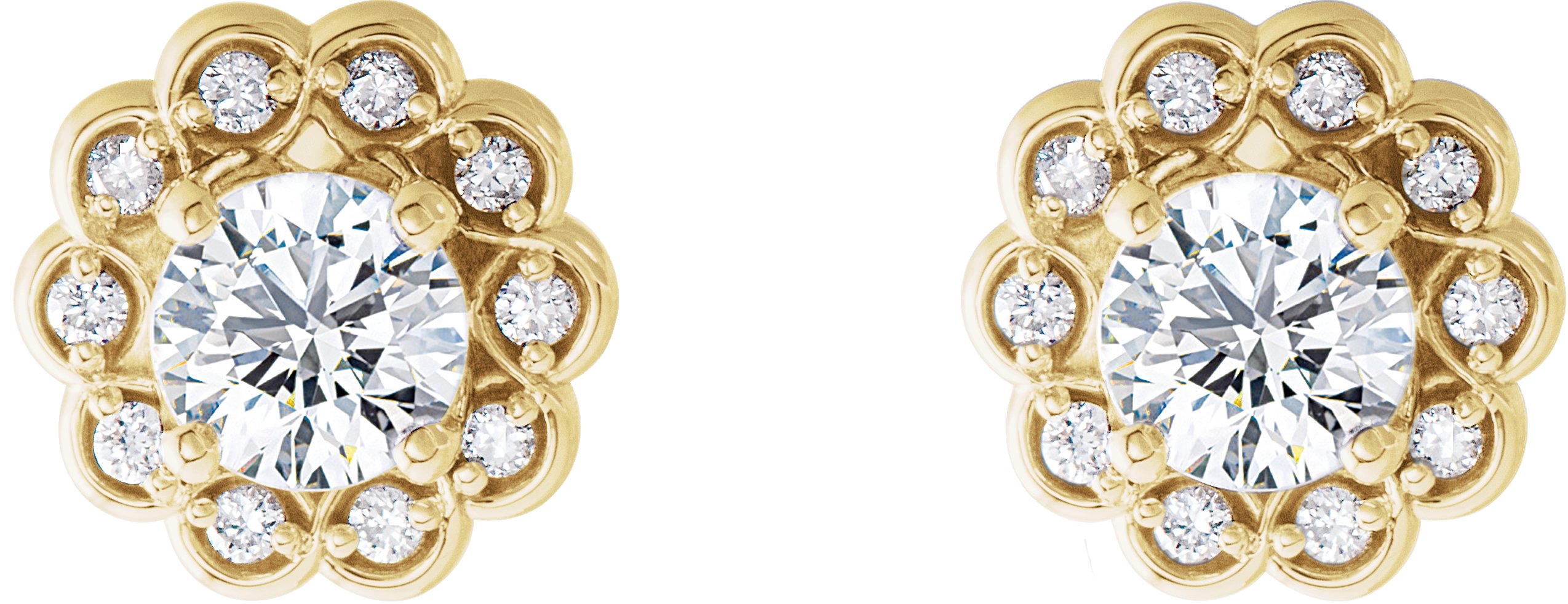 14K Yellow 5/8 CTW Diamond Halo-Style Earrings  