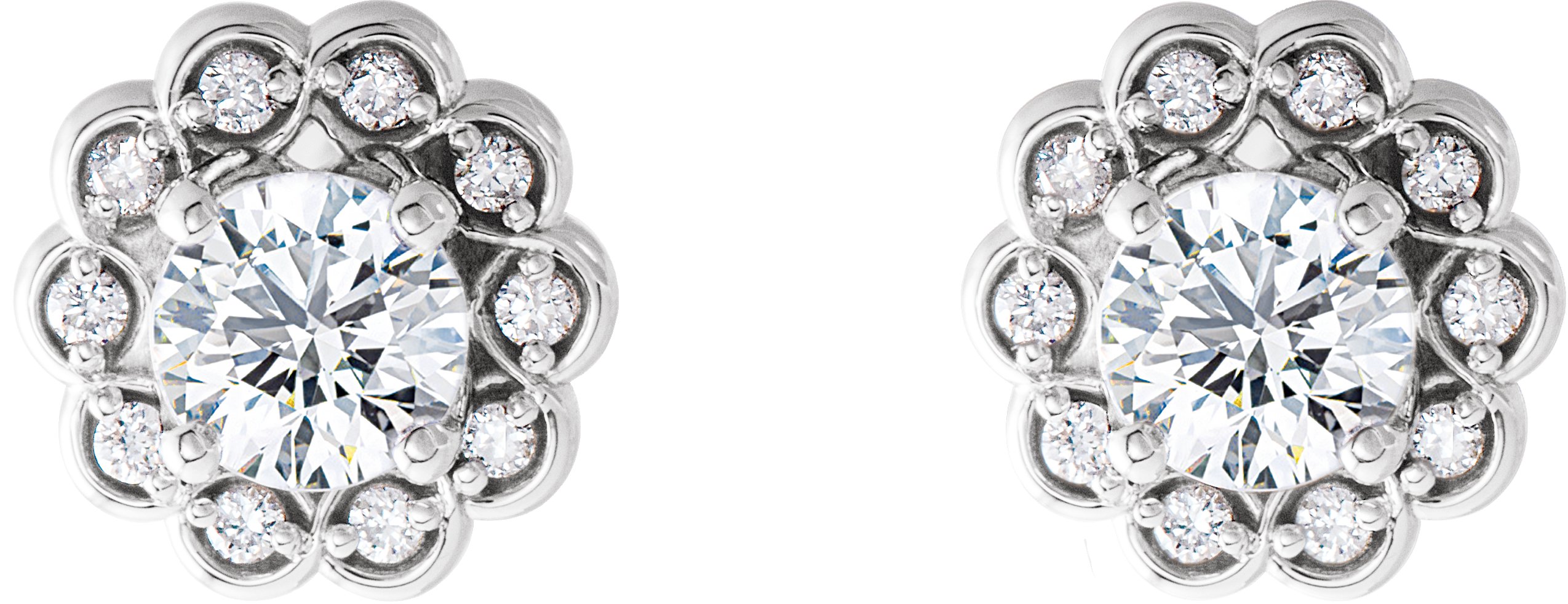 14K White 5/8 CTW Diamond Halo-Style Earrings 