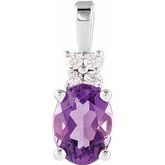 Oval 4-Prong Accented Pendant 