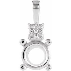 29540 / Unset / Sterling Silver / 4.5 Mm / Semi-Polished / 4 Prong Round Pendant Mounting With Accented Bail