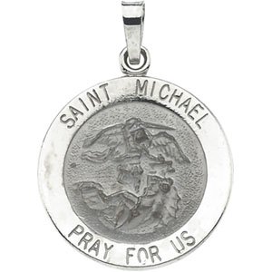 14K White 18 mm St. Michael Medal