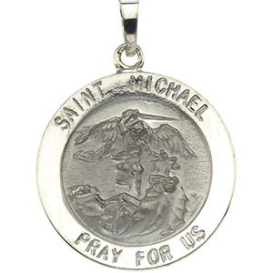 14K White 22 mm St. Michael Medal Ref 205644