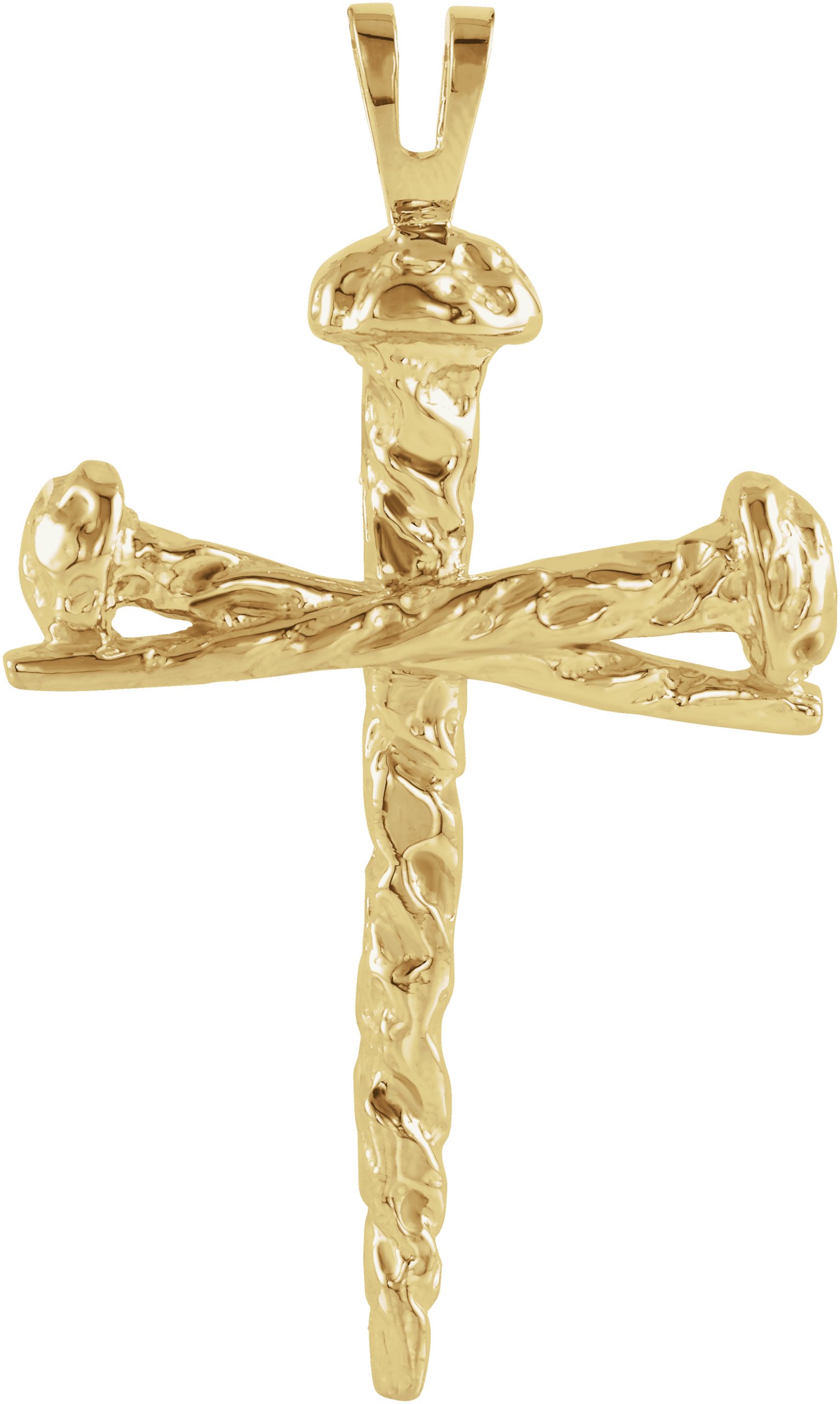 14K Yellow 26x18.25 mm Nail Design Cross Pendant Ref 114121