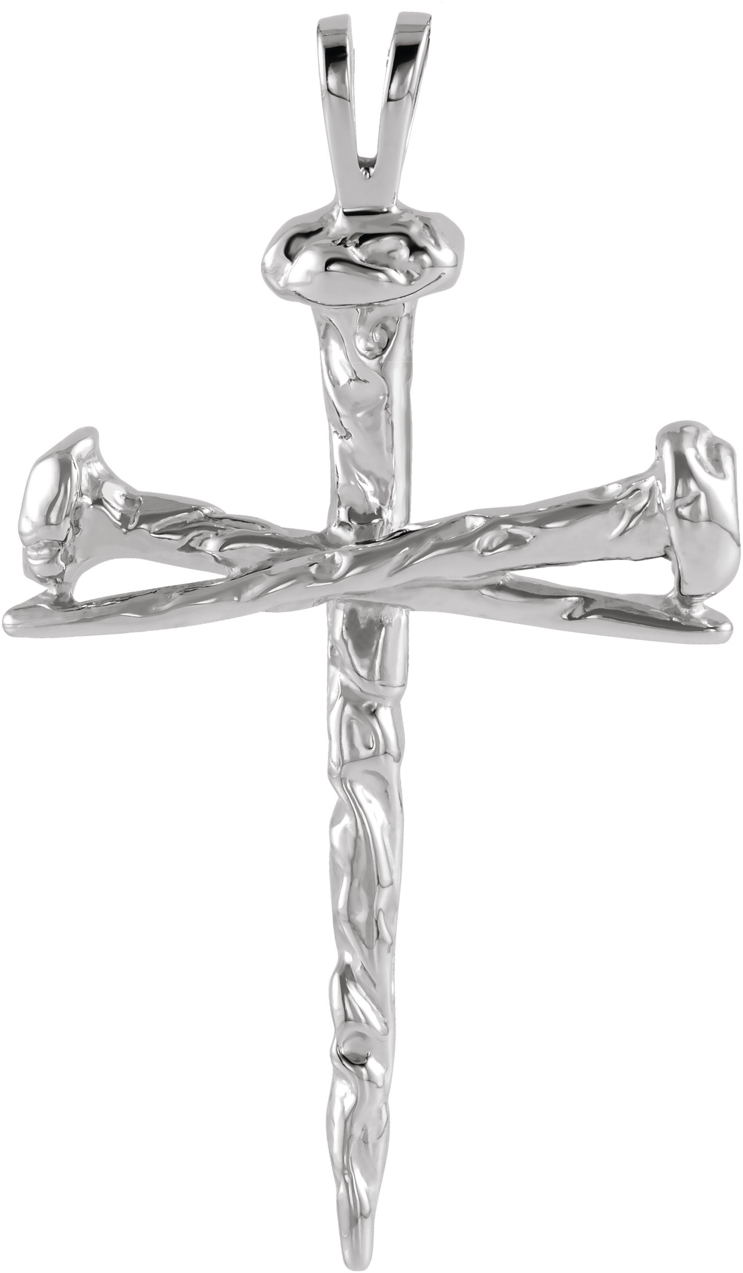 14K White 34x24 mm Nail Design Cross Pendant Ref 197940