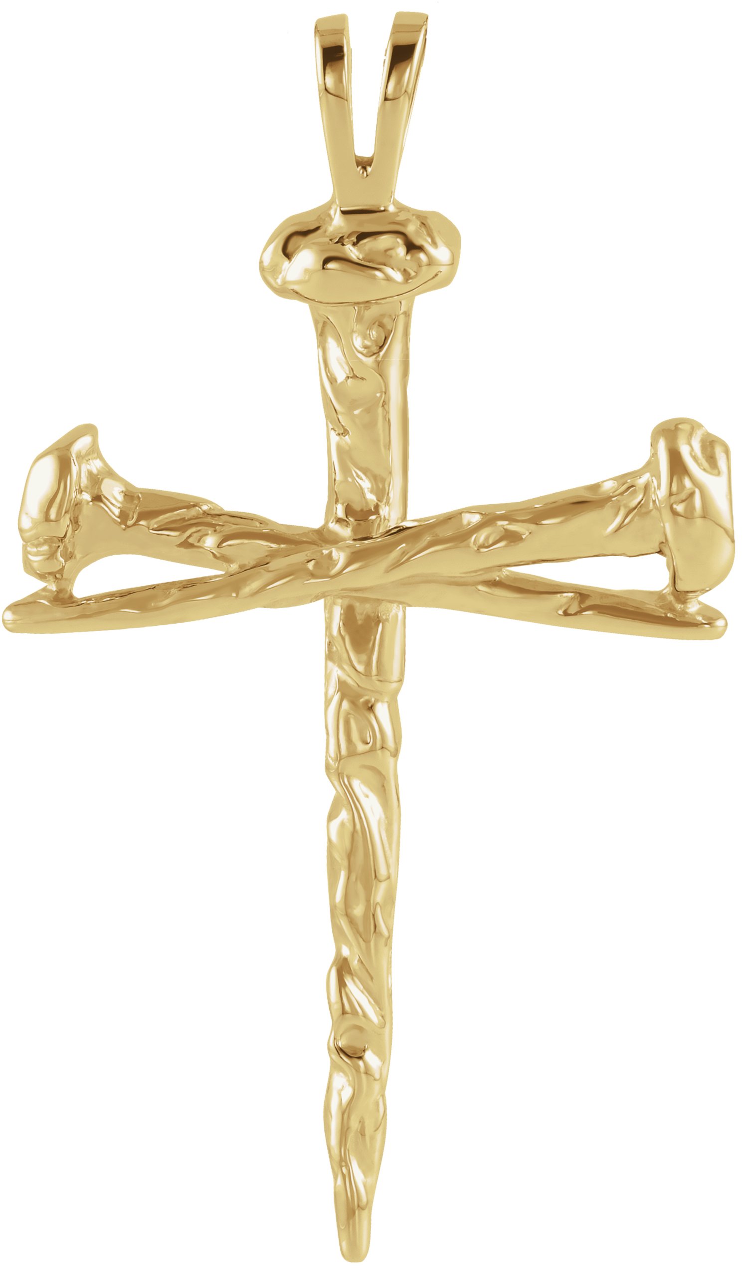 14K Yellow 34x24 mm Nail Design Cross Pendant Ref 50218