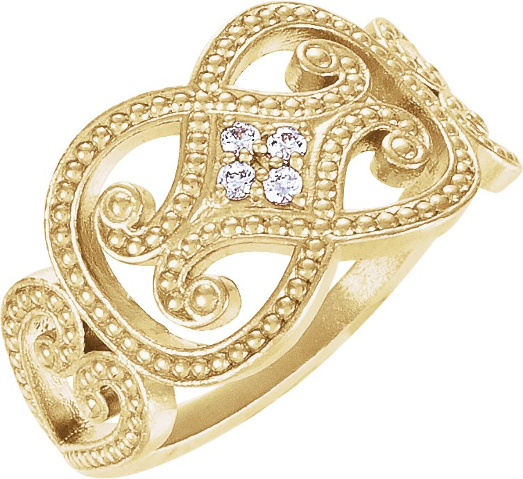 14K Yellow .05 CTW Diamond Granulated Ring