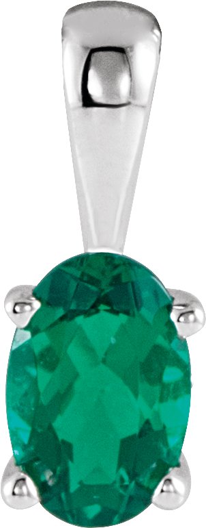 14K White Chatham Created Emerald Pendant Ref. 9129332