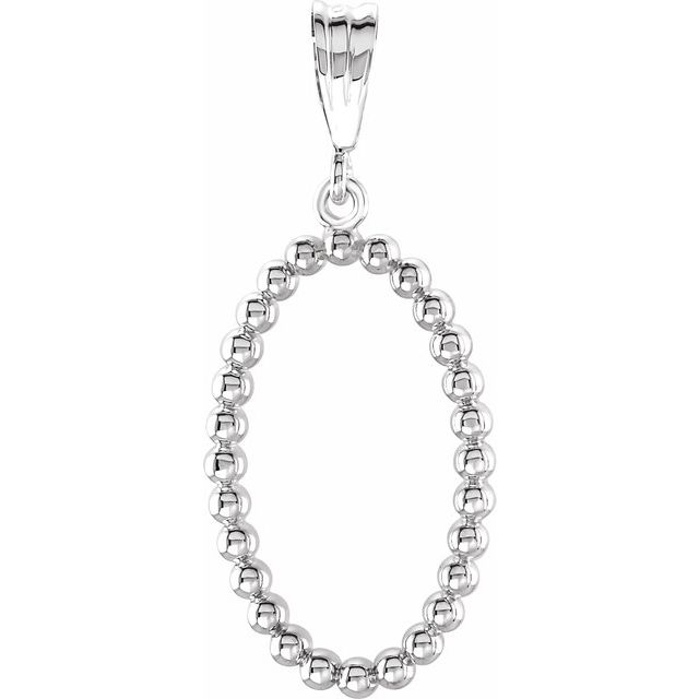 Sterling Silver Beaded Oval Silhouette Pendant