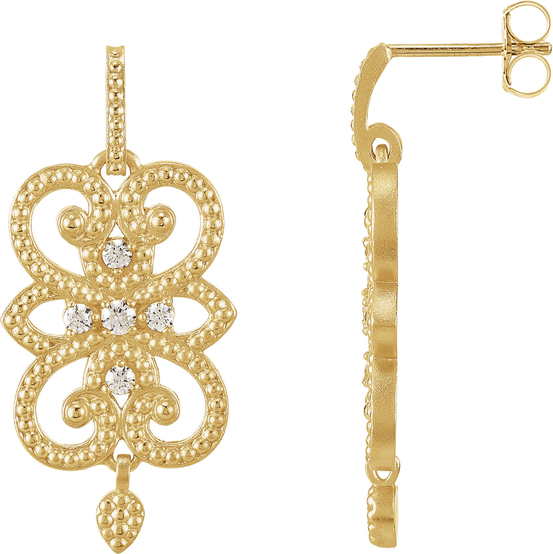 1/5 CTW Natural Diamond Earrings – 14K Yellow Gold