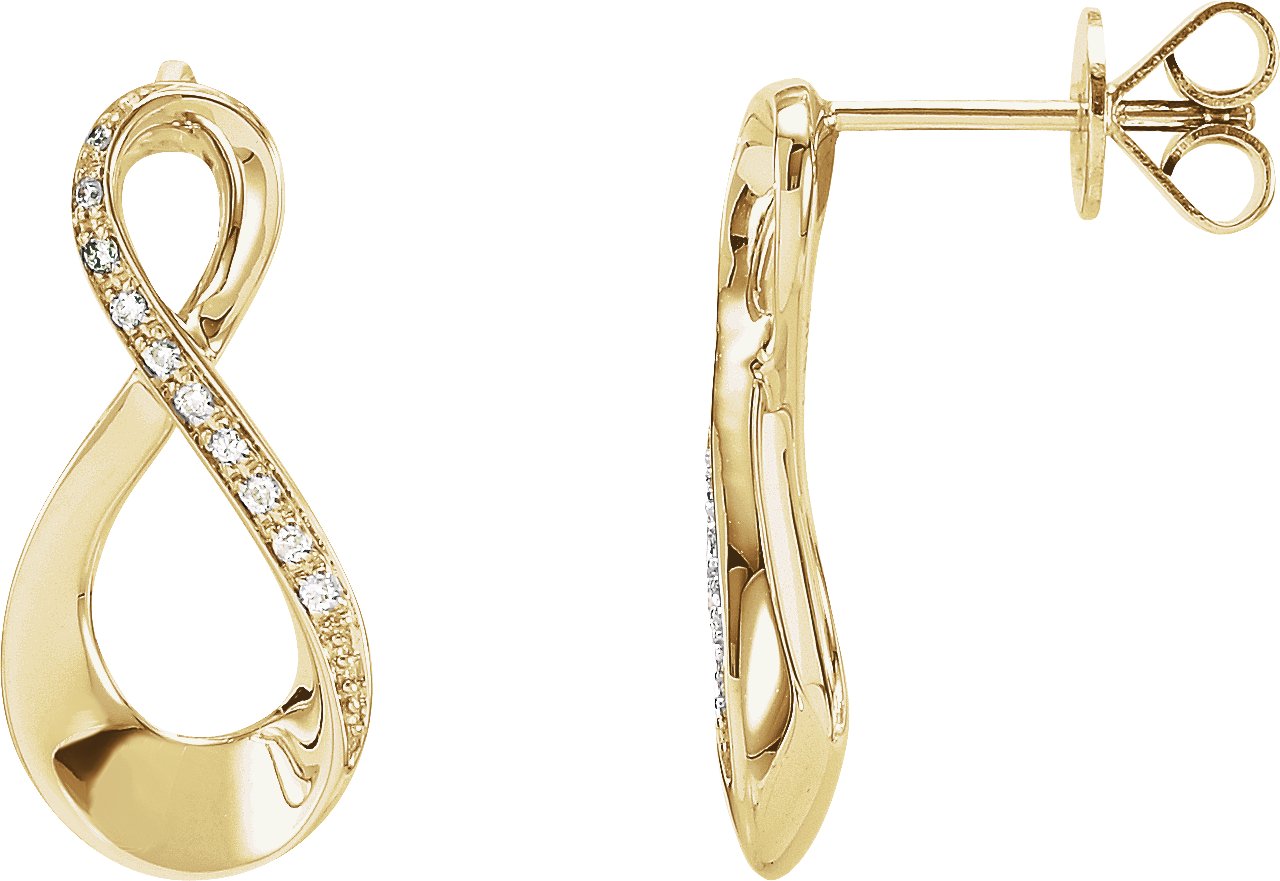 14K Yellow .08 CTW Natural Diamond Infinity-Inspired Earrings