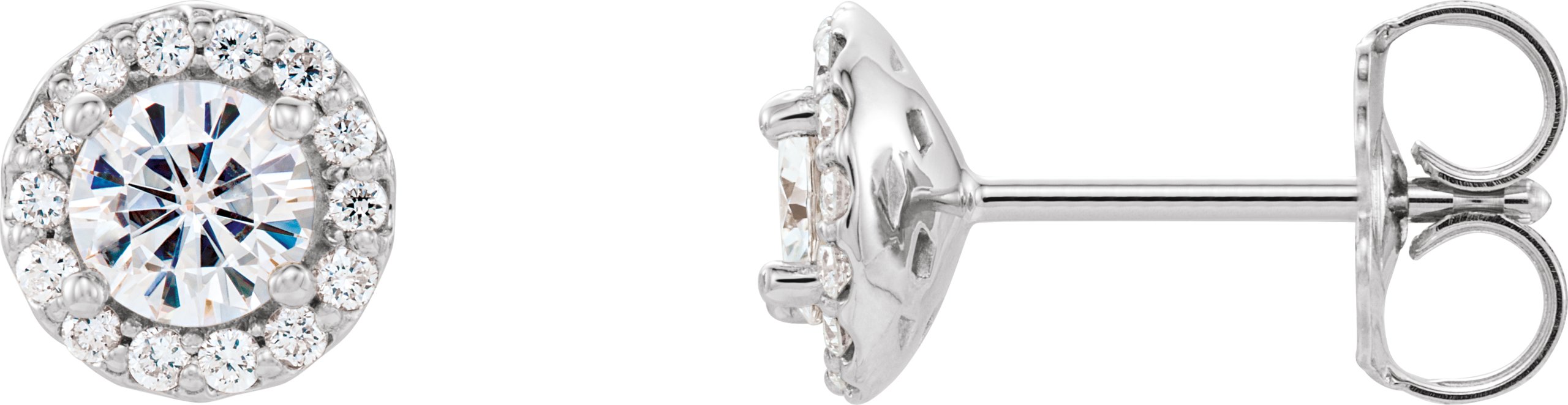 14K White 4 mm Round Forever One Moissanite and .125 CTW Diamond Earrings Ref. 12816028