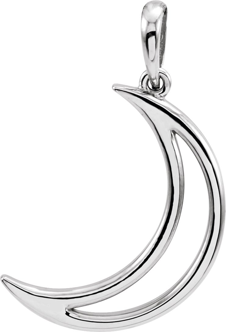 Sterling Silver 25.7x4.7 mm Crescent Moon Pendant