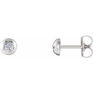 Platinum 1/8 CTW Natural Diamond Domed Stud Earring