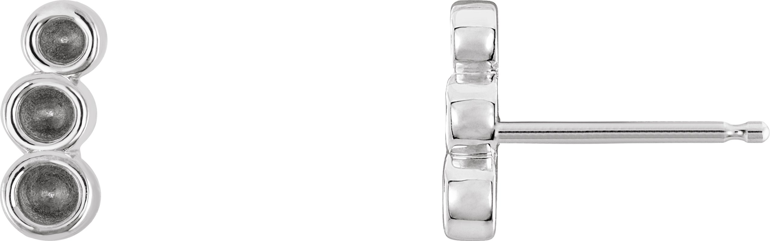 Platinum Petite Three-Stone Ear Climber Mounting