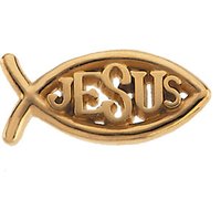 14K Yellow Ichthus with Jesus Lapel Pin