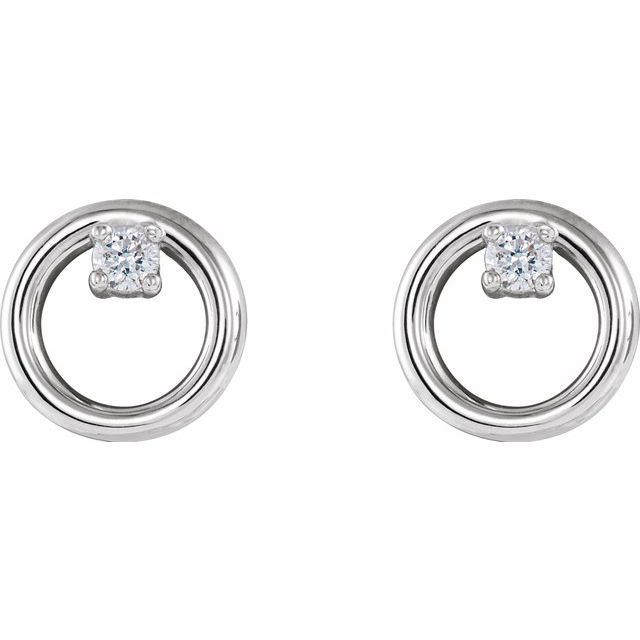14K White .06 CTW Natural Diamond Circle Earrings