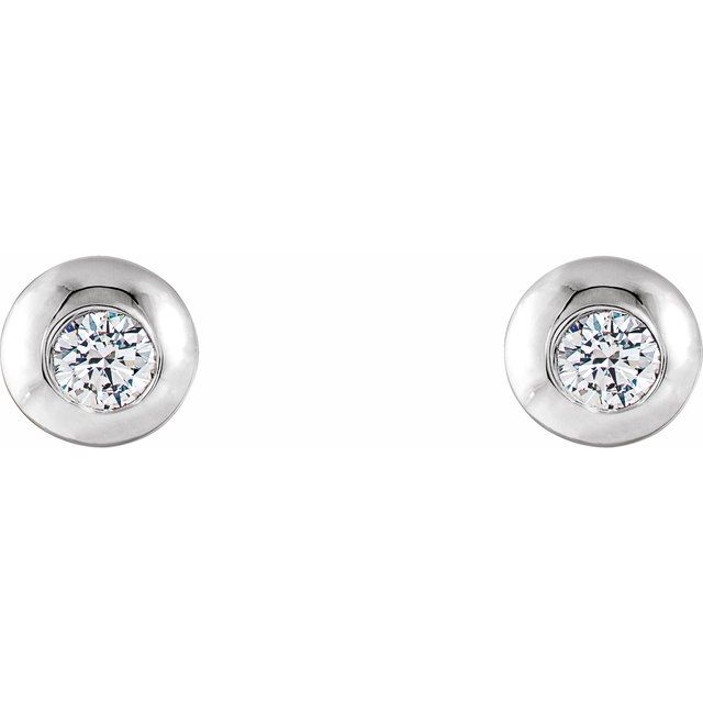 14K White 1/8 CTW Diamond Domed Stud Earrings 