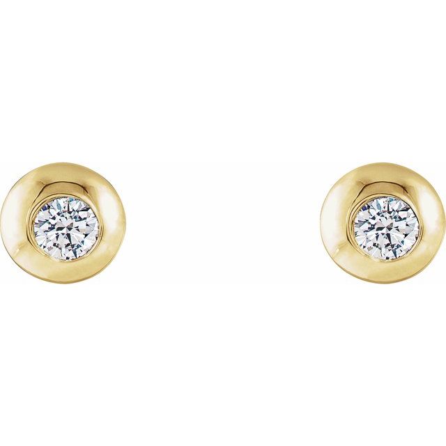 14K Yellow 1/8 CTW Natural Diamond Domed Stud Earring