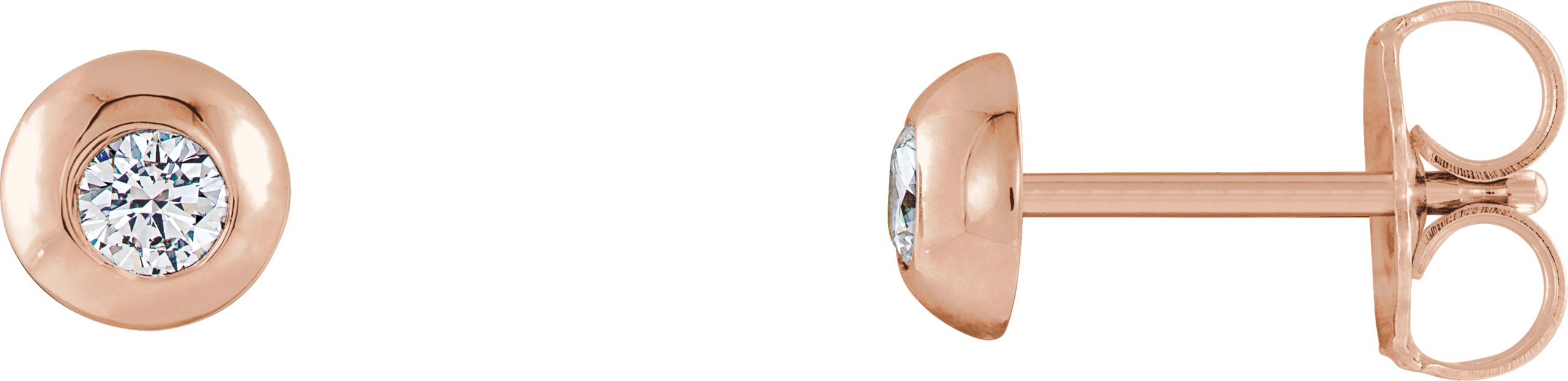 14K Rose 1/8 CTW Natural Diamond Domed Stud Earring