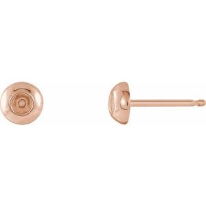 14K Rose 2.5 mm Round Domed Stud Earring Mounting