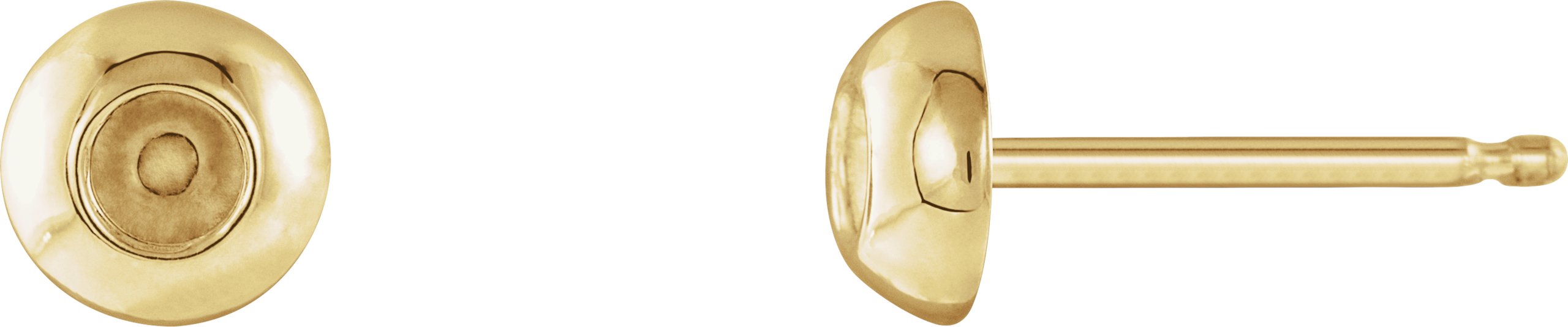 14K Yellow 2.5 mm Round Domed Stud Earring Mounting