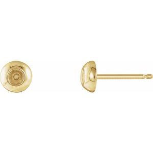 14K Yellow 3 mm Round Domed Stud Earring Mounting