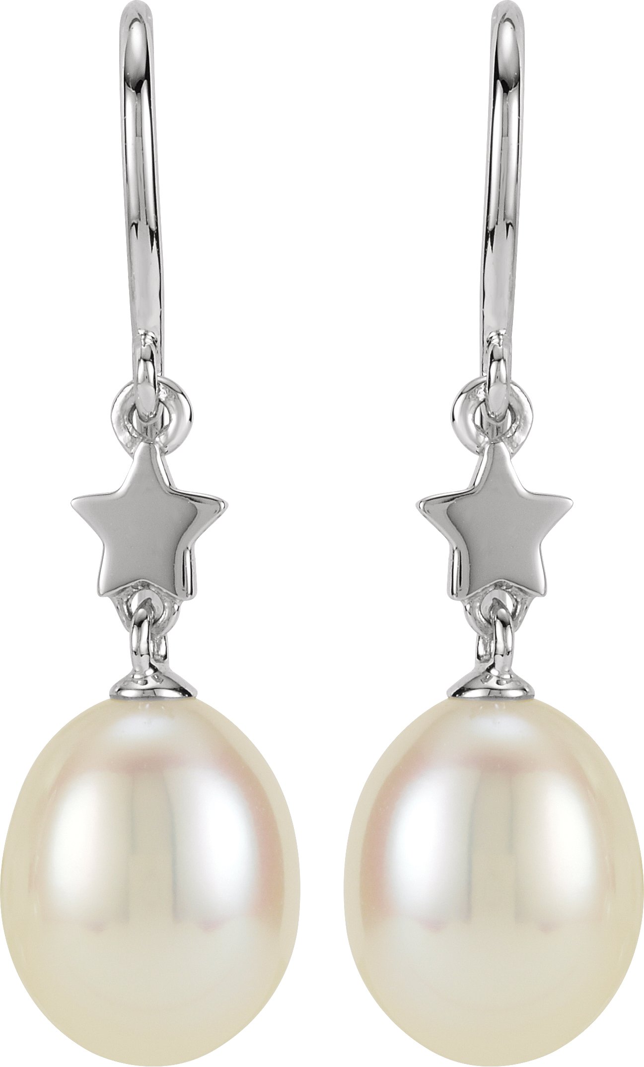Alternative view of Freshwater Pearl Drop Earrings – 14K White Gold