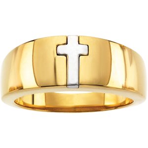 14K Yellow/White Cross Band 