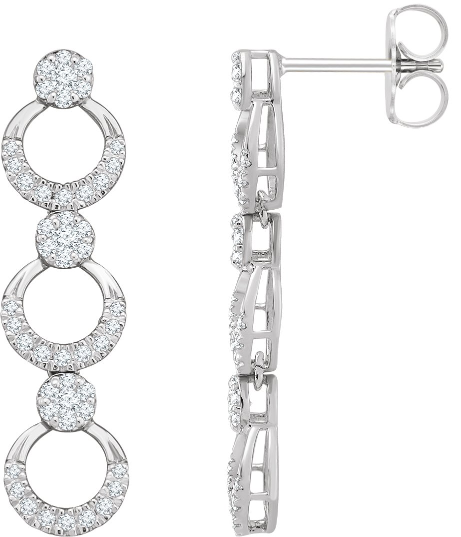 14K White 1/2 CTW Natural Diamond Geometric Earrings