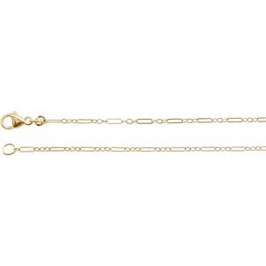 14K Yellow 1.6 mm Knurled Figaro 16" Chain with Lobster Clasp  