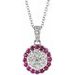 14K White Natural Ruby & 1/3 CTW Natural Diamond Necklace 