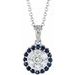 14K White  Natural Blue Sapphire & 1/3 CTW  Natural Diamond Necklace 