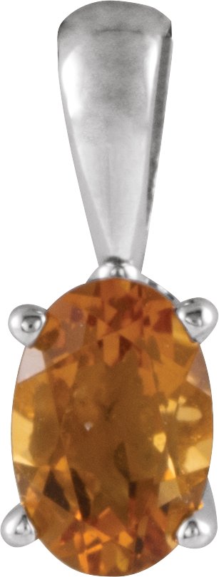 14K White Citrine Pendant