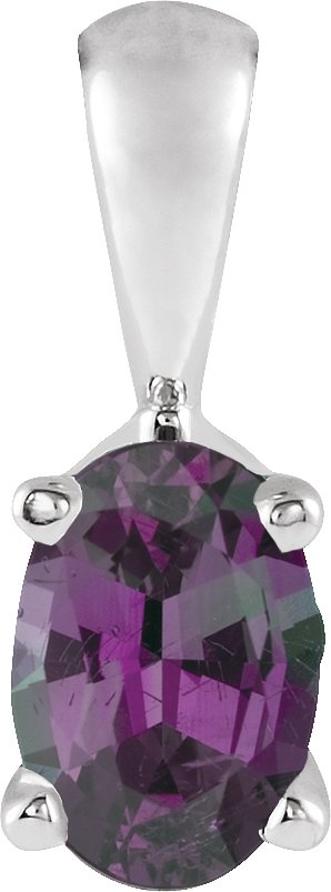 14K White Lab-Grown Alexandrite Pendant