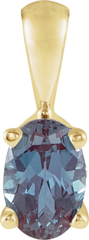 14K Yellow Lab-Grown Alexandrite Pendant