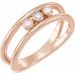 14K Rose Natural Opal Three-Stone Bezel-Set Ring 