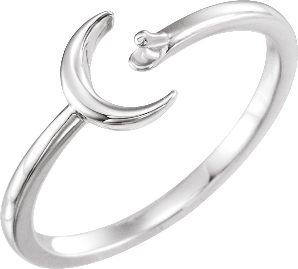 Sterling Silver Crescent Moon Ring Mounting for 4 mm Pearl