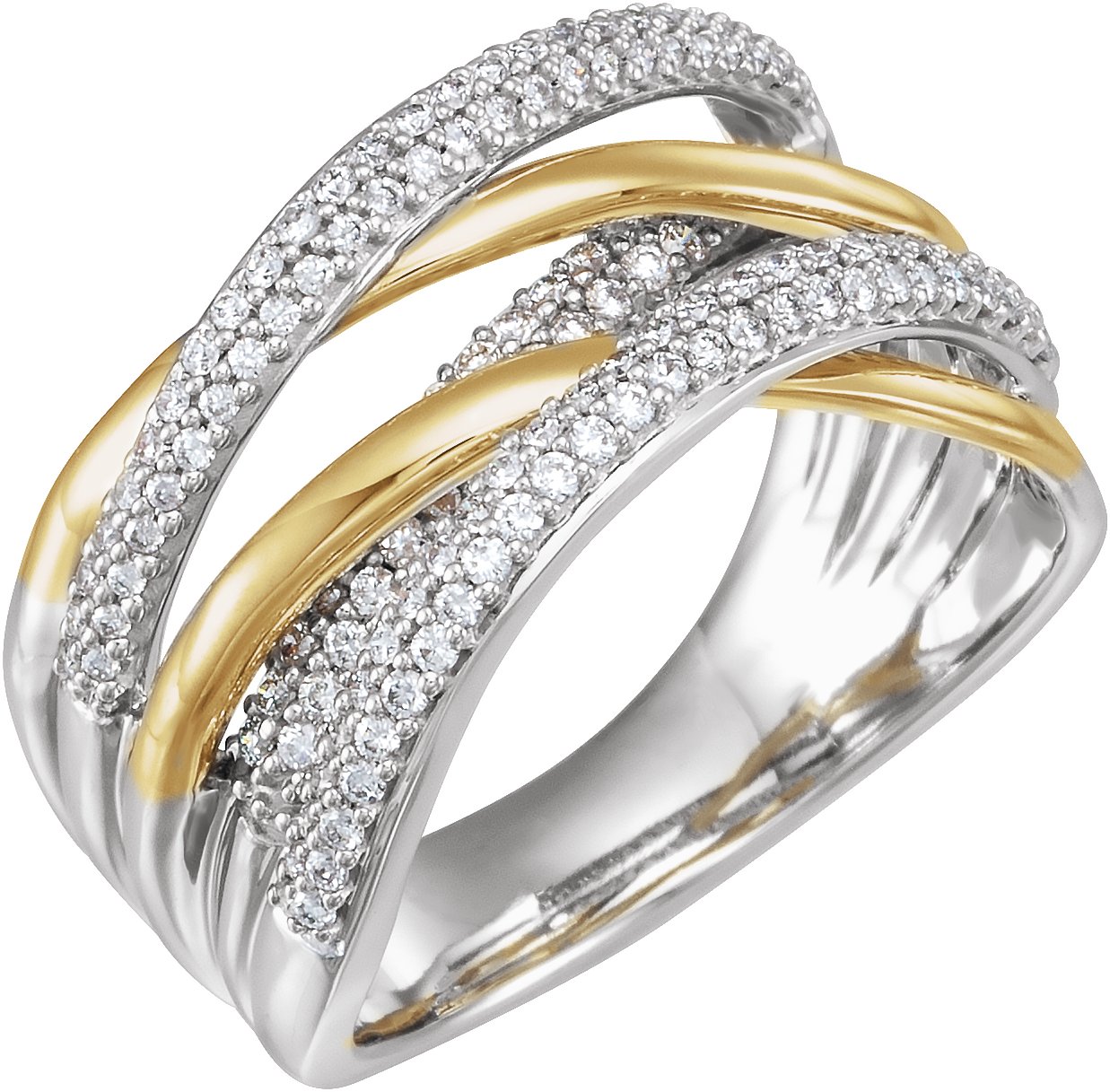 14K White & Yellow 1/2 CTW Diamond Criss-Cross Ring