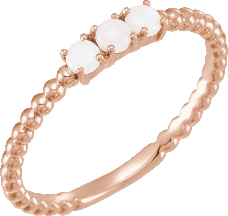 14K Rose Natural Opal Beaded Stackable Ring